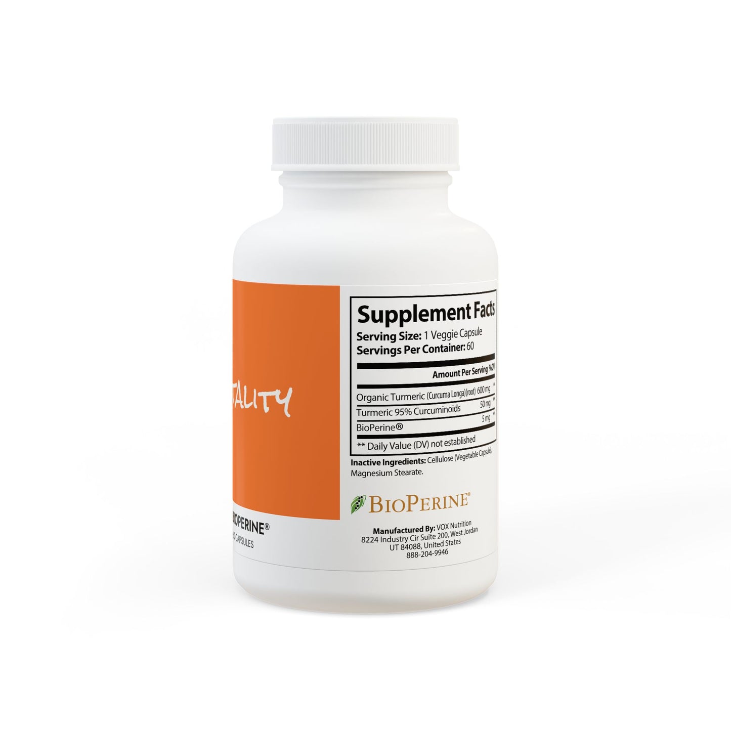 Turmeric with BioPerine® (Black Pepper Fruit Extract) Supplement (60 Capsules)